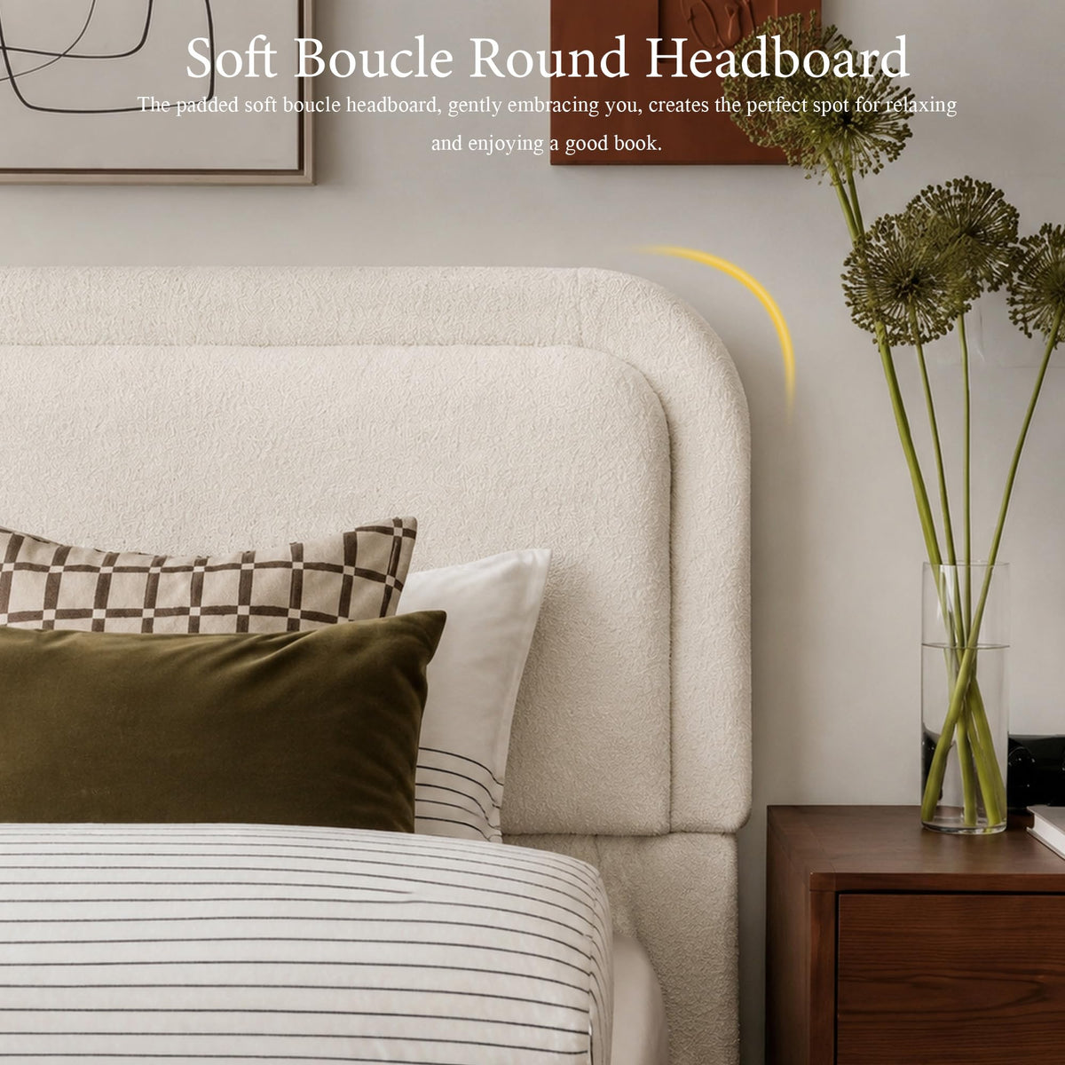 Full Boucle Bed Frame