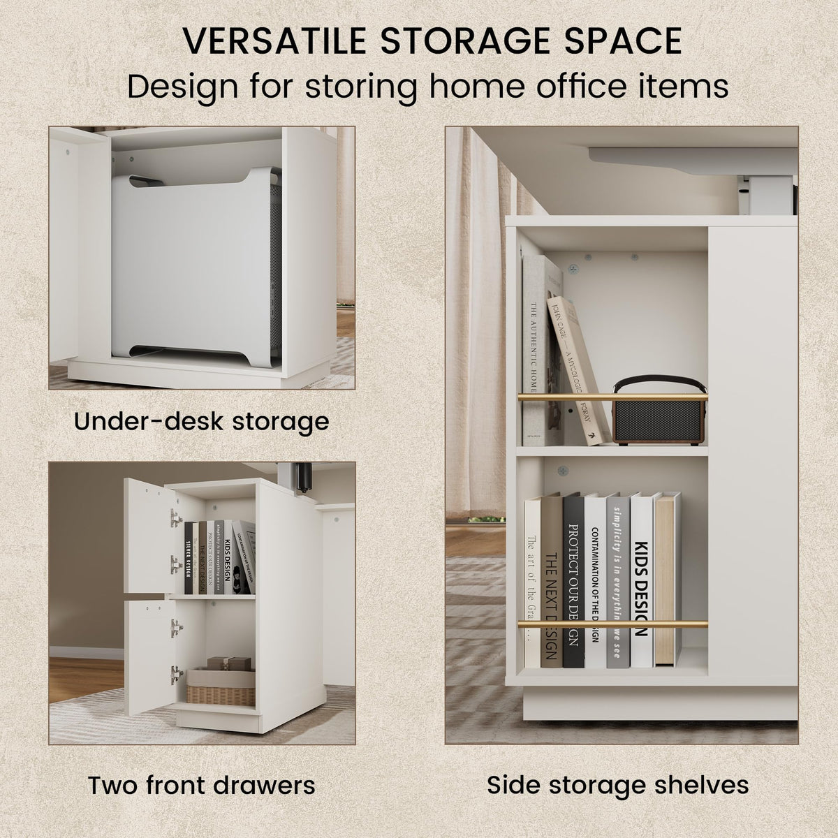 Rattan Standing Desk with Storage