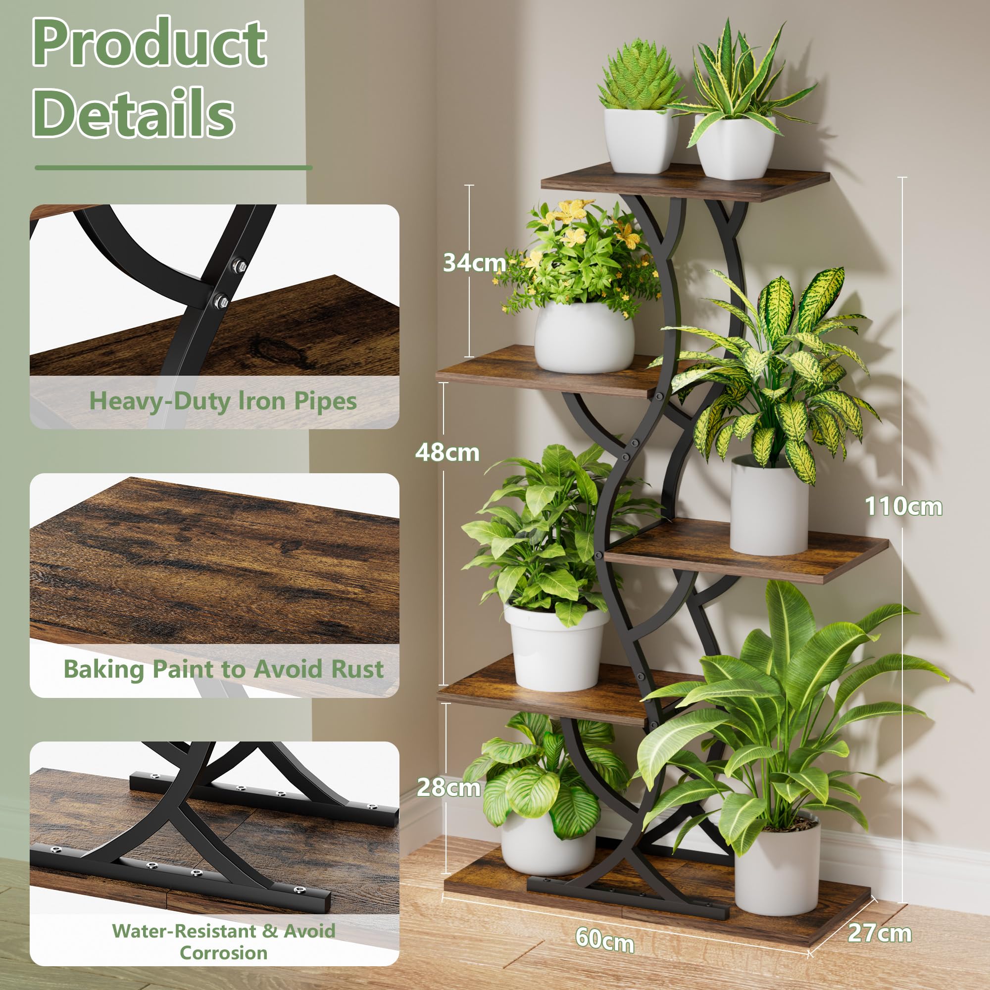 5-Tier Corner Plant Stand with Grow Lights