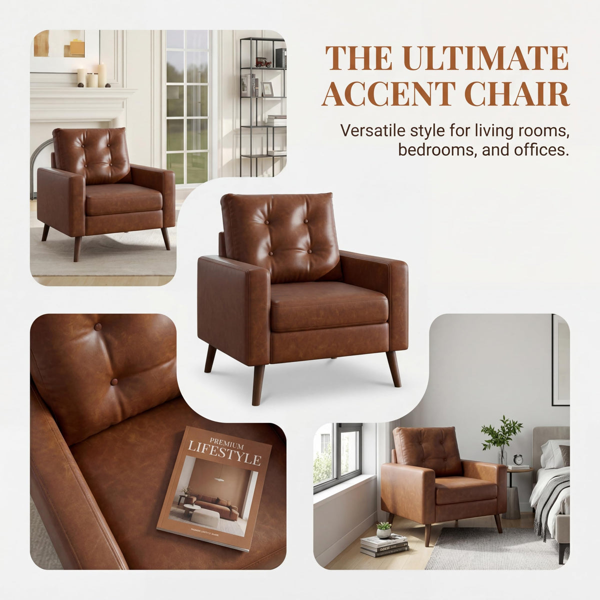 Tufted Faux Leather Accent Chair