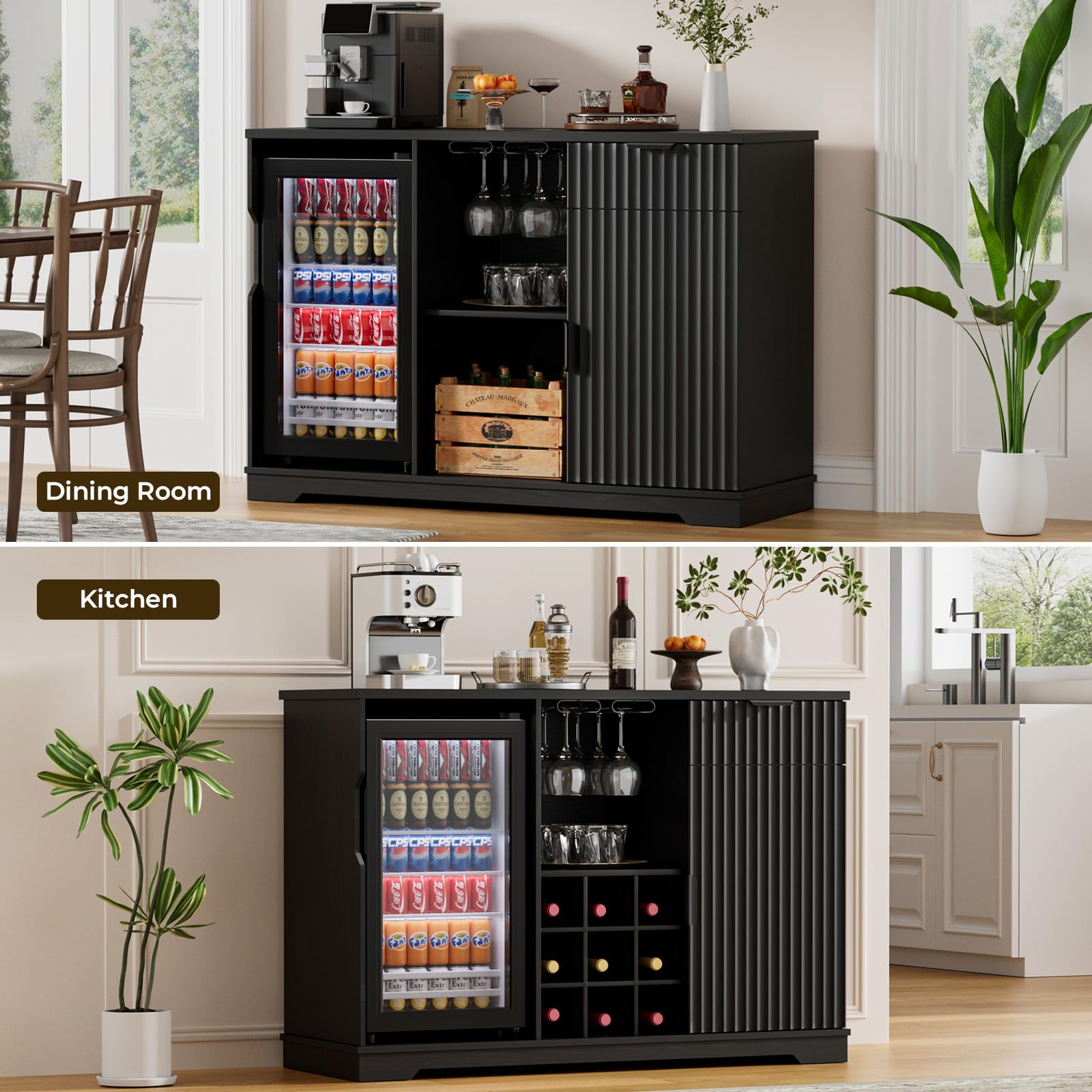 Coffee Bar Cabinet with Fridge