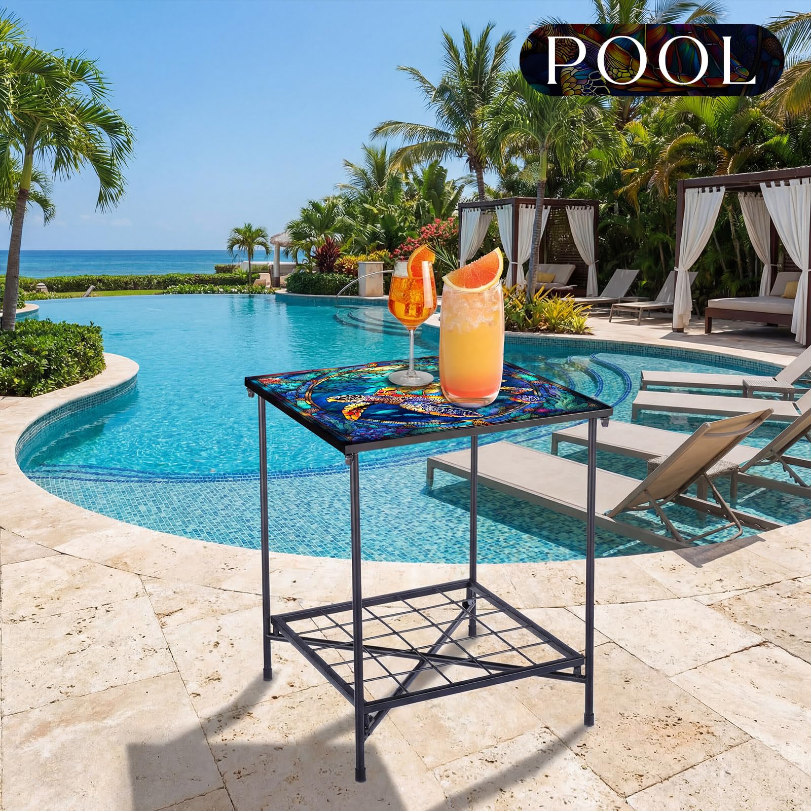 2-Tier Metal Outdoor Side Table