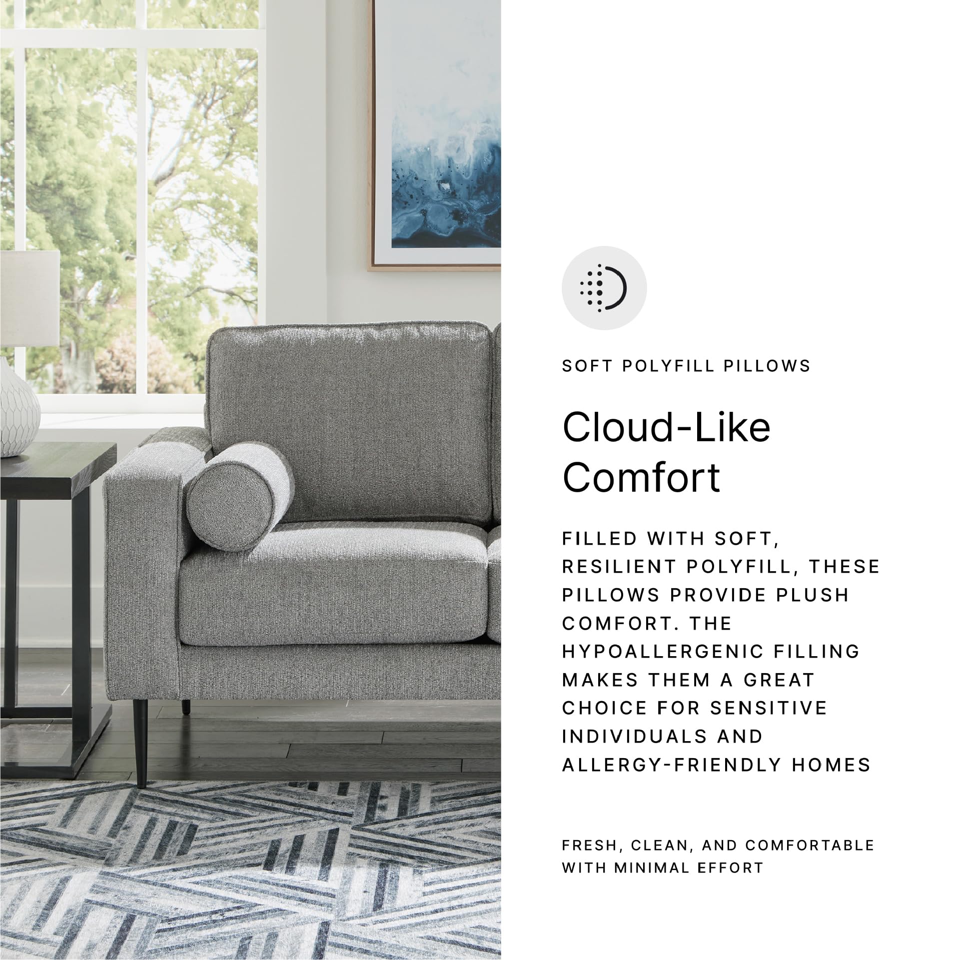 Signature Design by Ashley Hazela Casual Loveseat with 2 Bolster Pillows, Gray