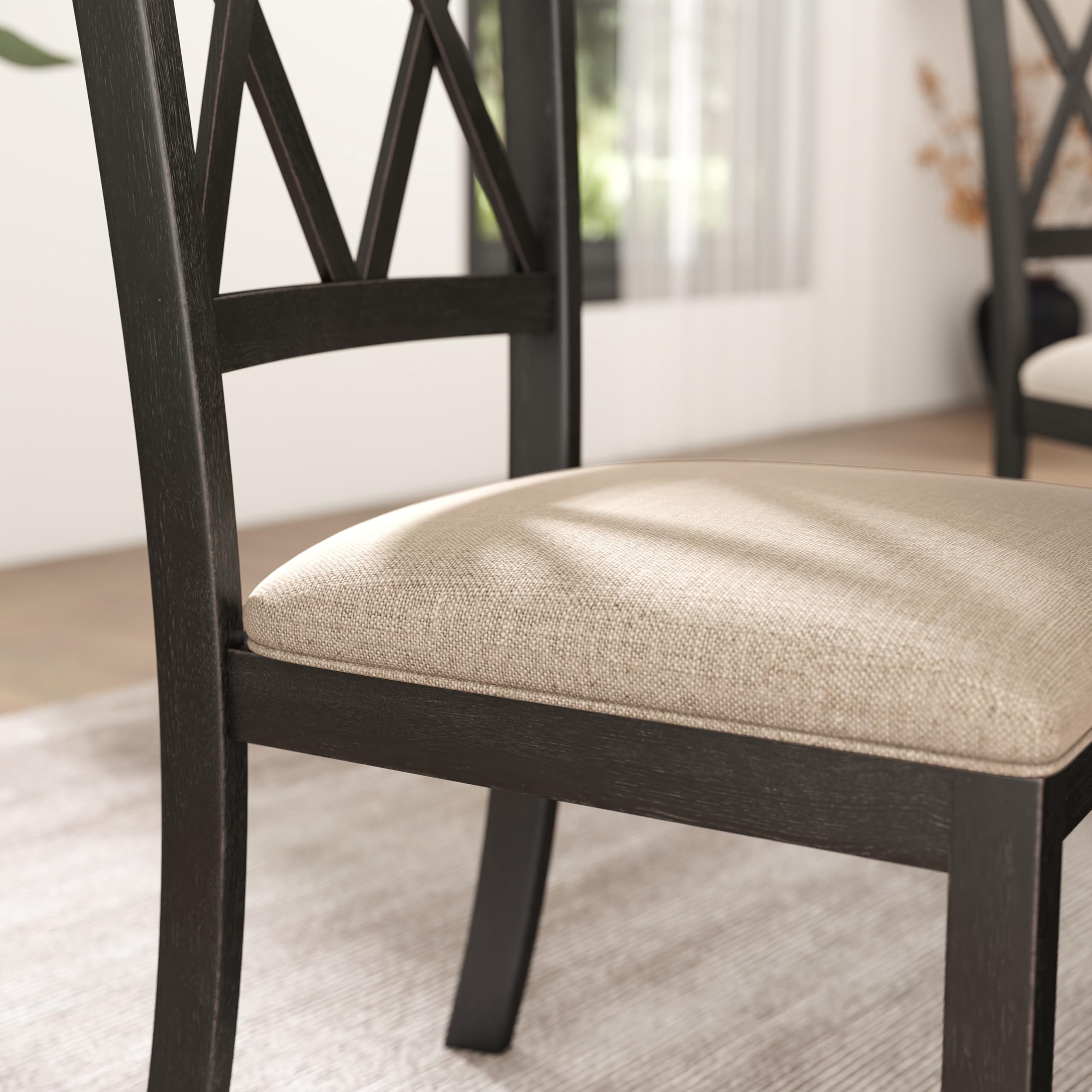 Upholstered Cross-Back Dining Chairs, Set of 2