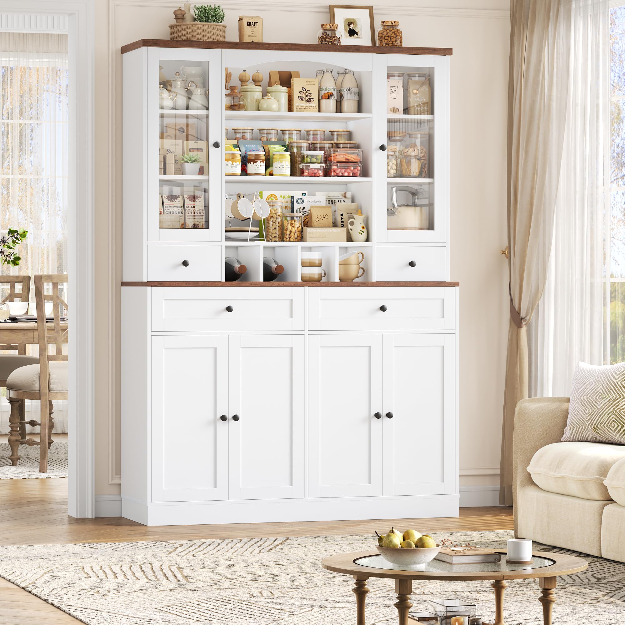 Tall Kitchen Pantry Cabinet with Wine Rack