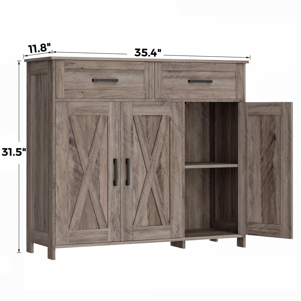 Homhedy Coffee Bar Storage Cabinet with Drawers, Kitchen Buffet Cabinet