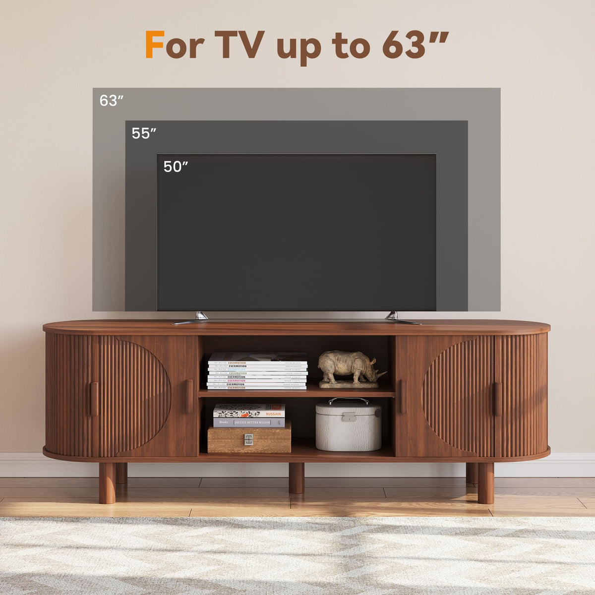 Fluted Sliding-Door TV Stand