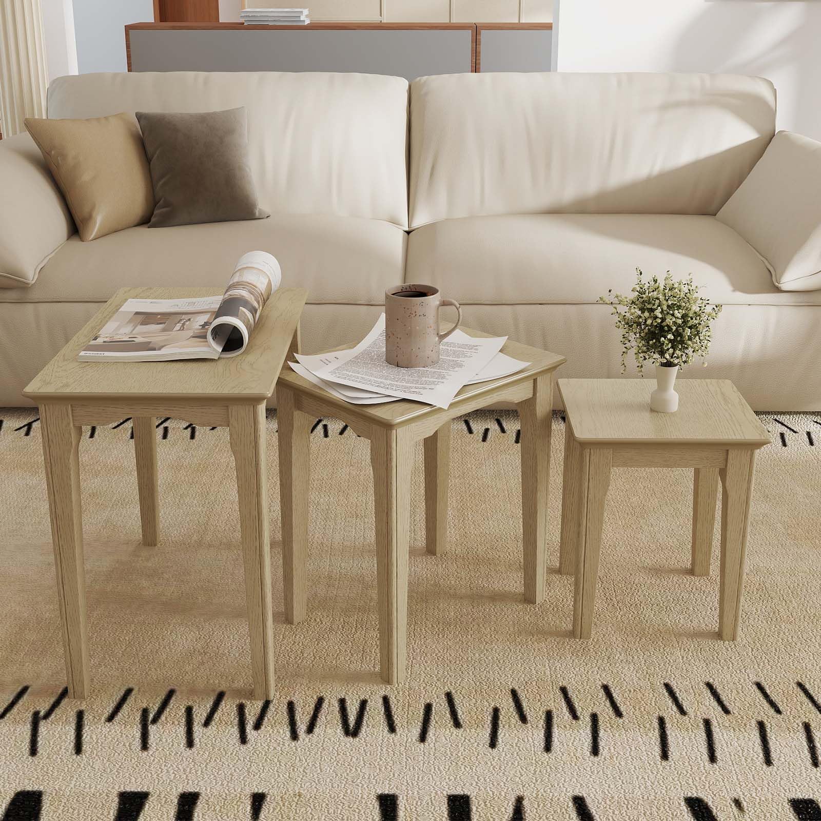 Solid Wood Nesting Side Tables, Set of 3