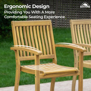 SUNSHINE VALLEY Acacia Wood 9 Piece Patio Dining Sets for 8, Outdoor Dining Set with Expandable Teak Dining Table(1.97" Umbrella Hole) & Wooden Chairs, Patio Table and Chairs for Backyard,Deck