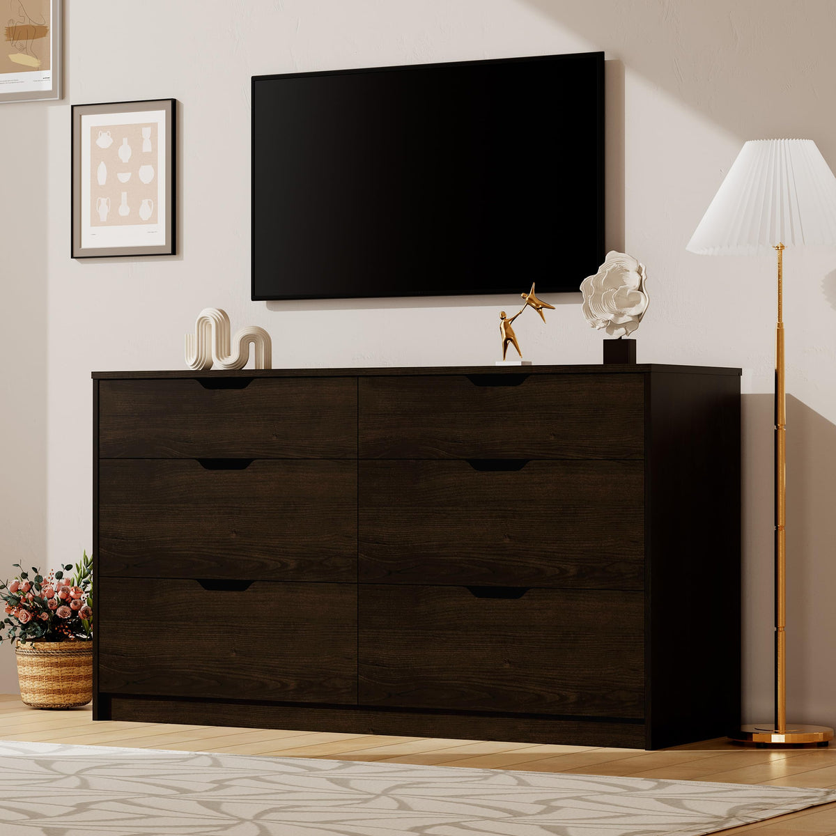 Brown 6-Drawer Dresser