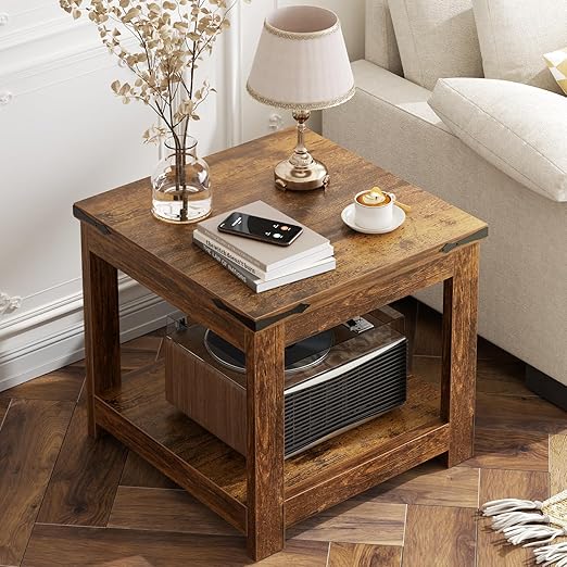 Square End Table with Storage Shelf