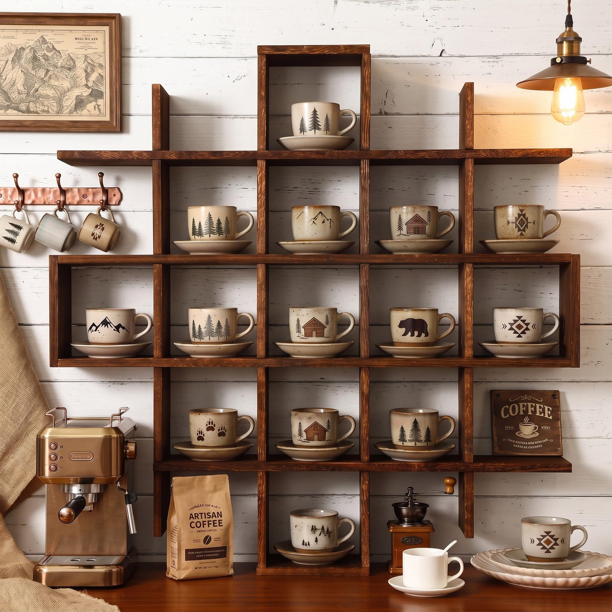 Rustic Wood Wall Display Shelf