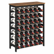 Cabonpanel 42 Bottles Bamboo Wine Rack Freestanding Floor, 7-Tier Wine Storage Shelf with Table Top, Wine Display Holder for Kitchen Pantry Bar Cellar, Rustic Brown and Black