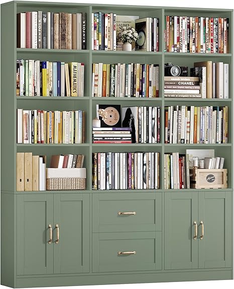 6-Tier Bookshelf with Doors & Drawers