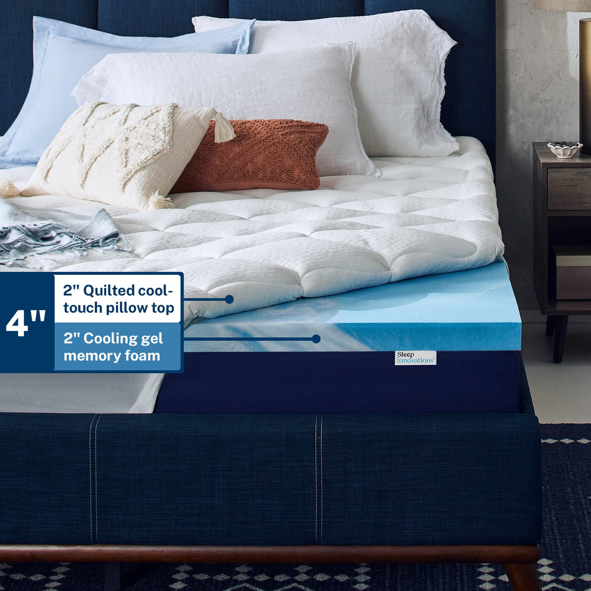 King Cooling Gel Memory Foam Mattress Topper