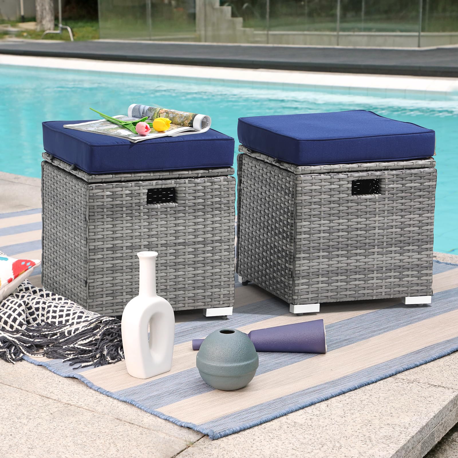 Outdoor Storage Ottoman Set of 2