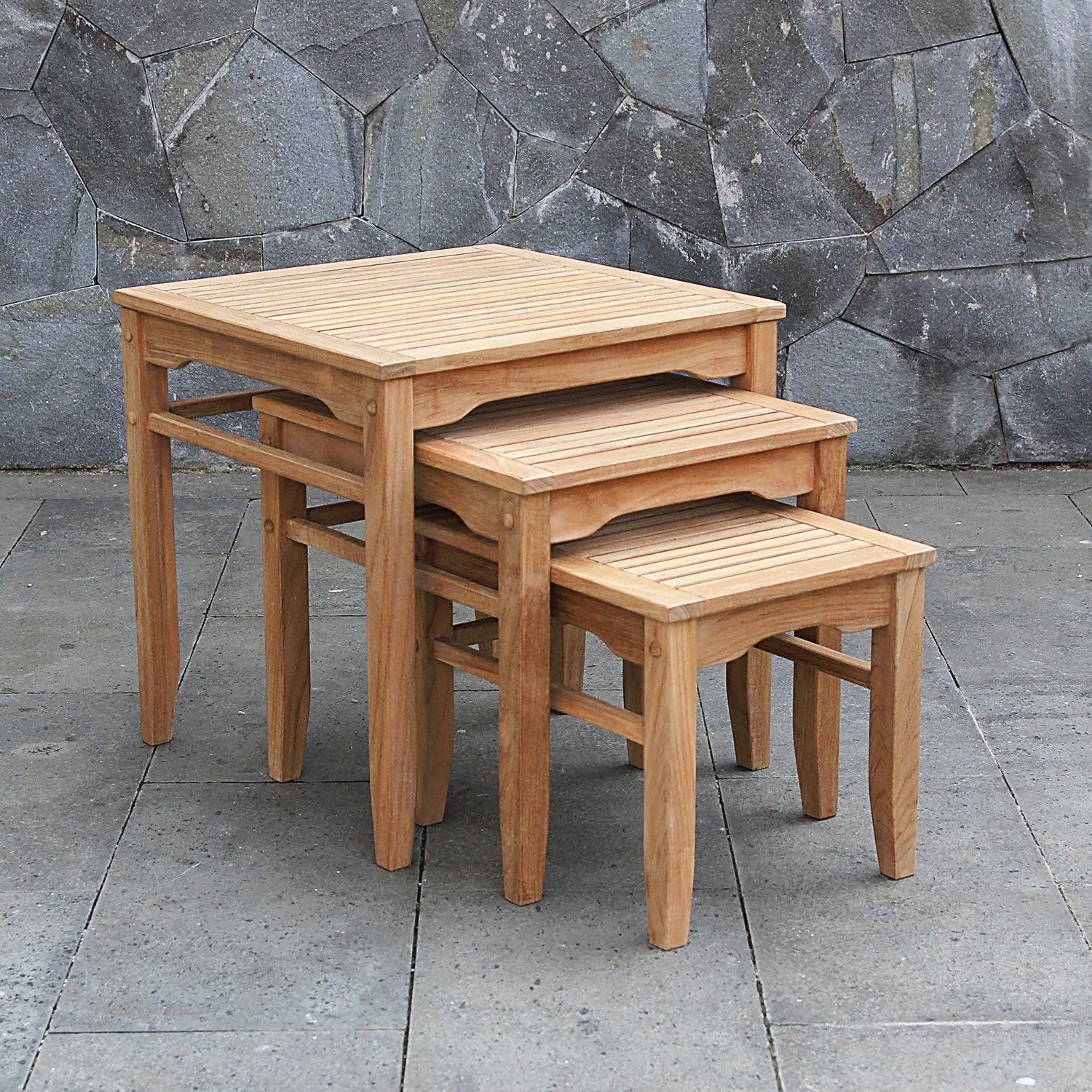 Teak Nesting Side Tables Set of 3