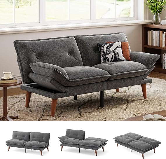 Convertible Futon Sofa Bed – 3-in-1 Chenille Loveseat Sleeper