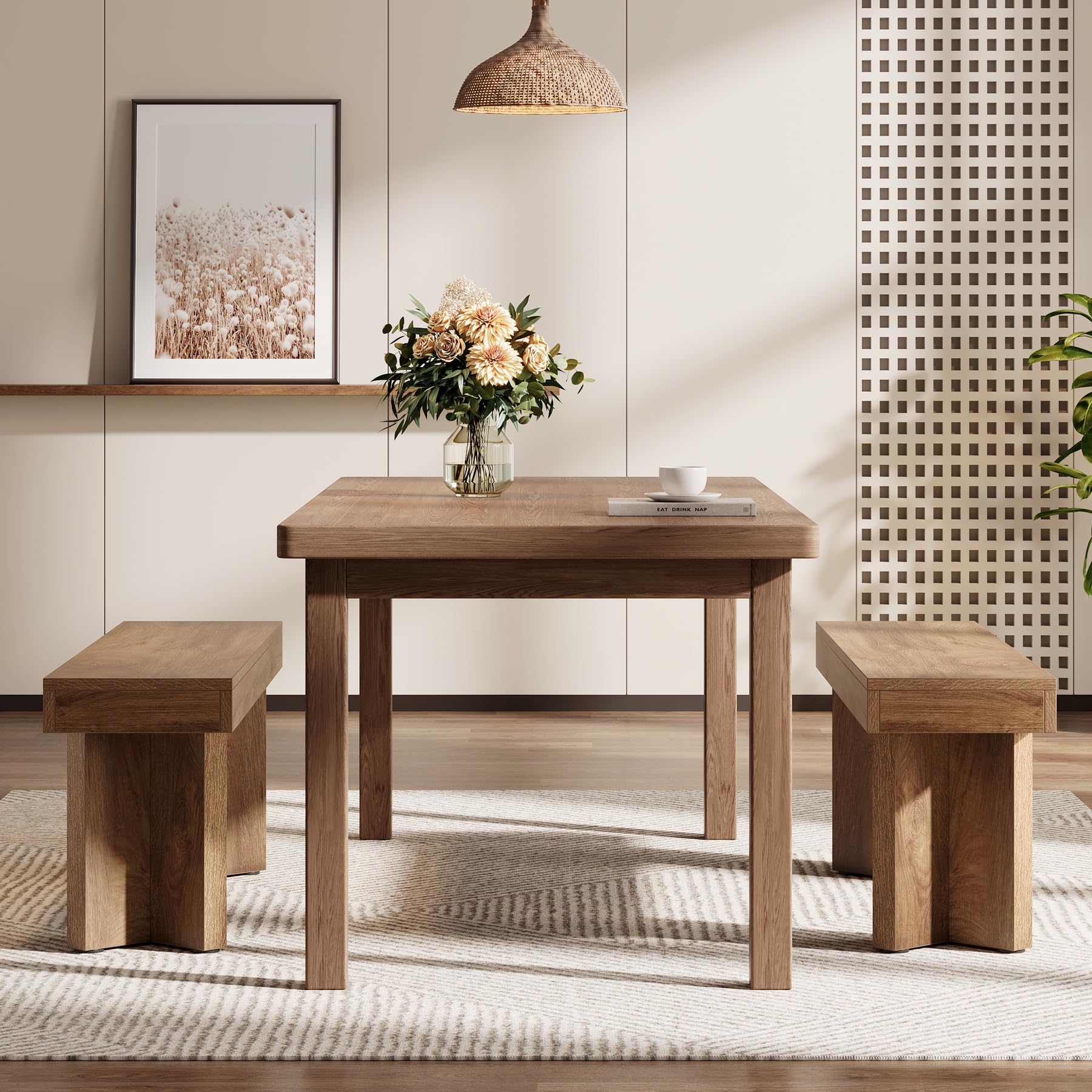 47" Farmhouse Wooden Dining Bench