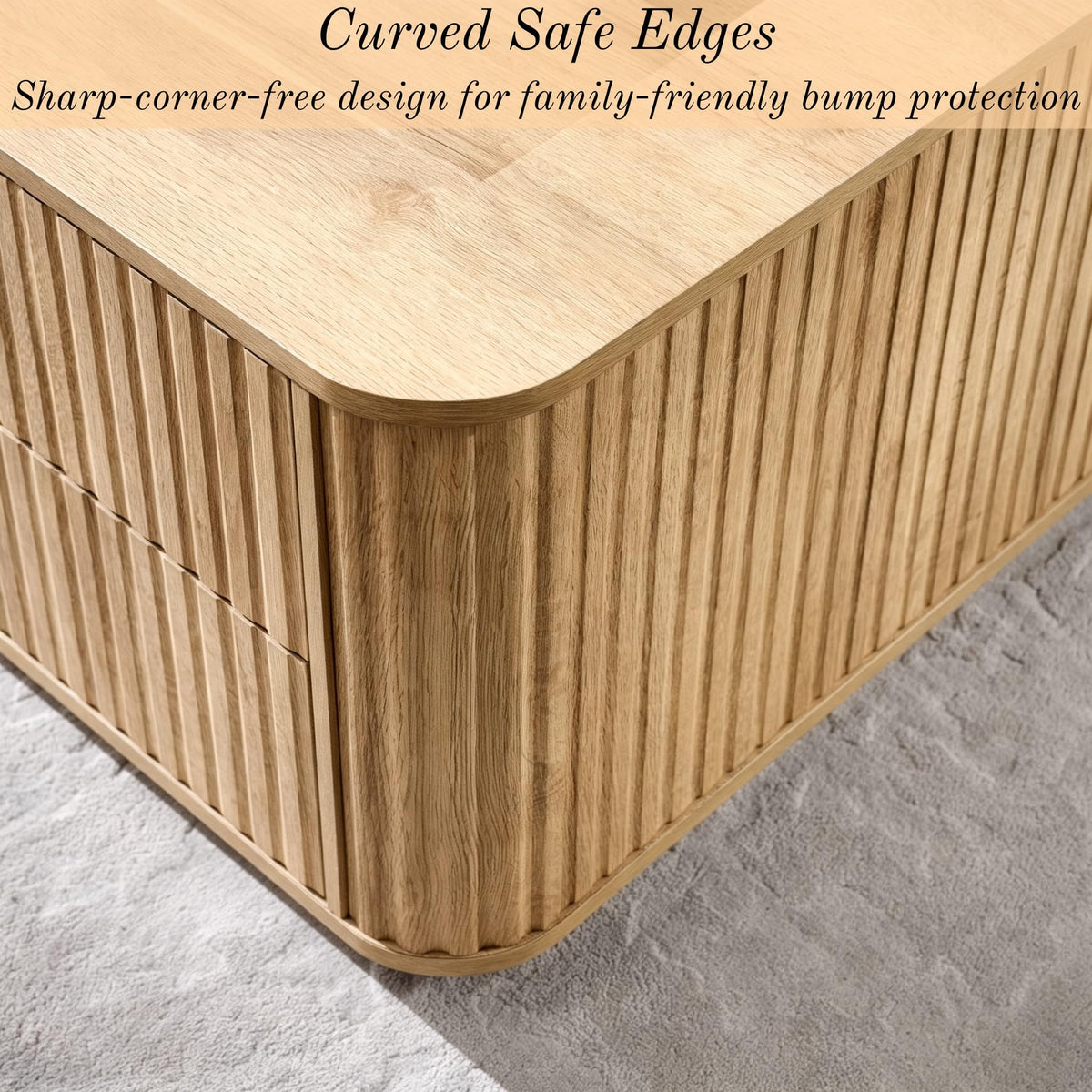 Fluted Coffee Table with Drawers