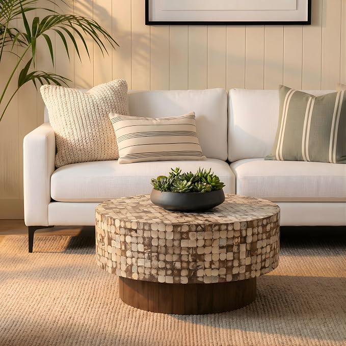 White Round Pedestal Coffee Table