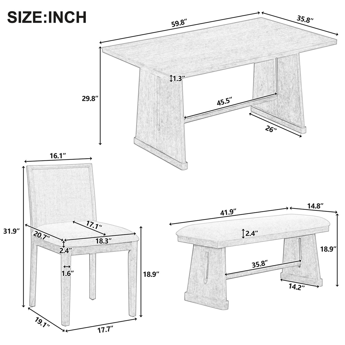 6-Piece Farmhouse Dining Set