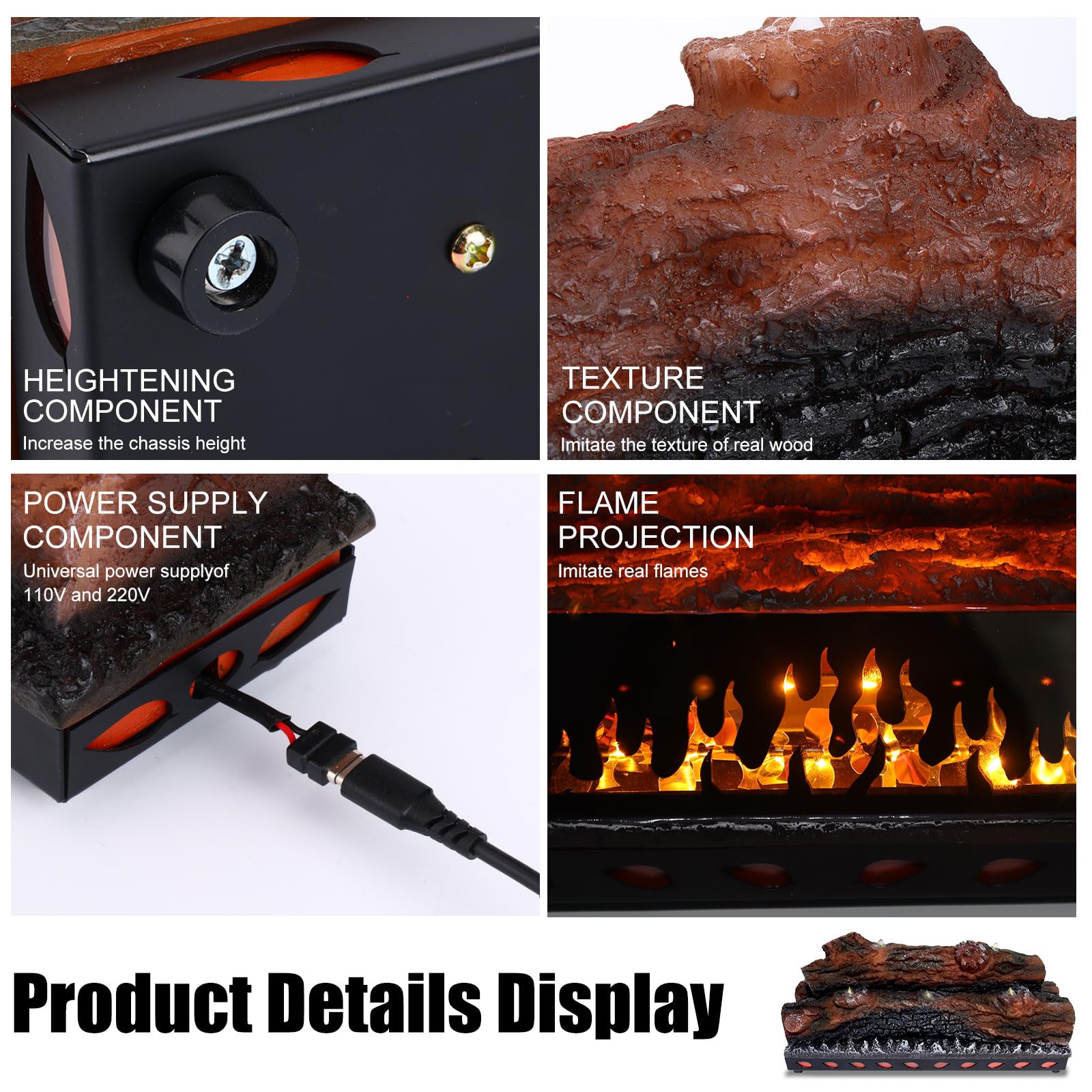 Electric Fireplace Logs with Realistic Flame Effect