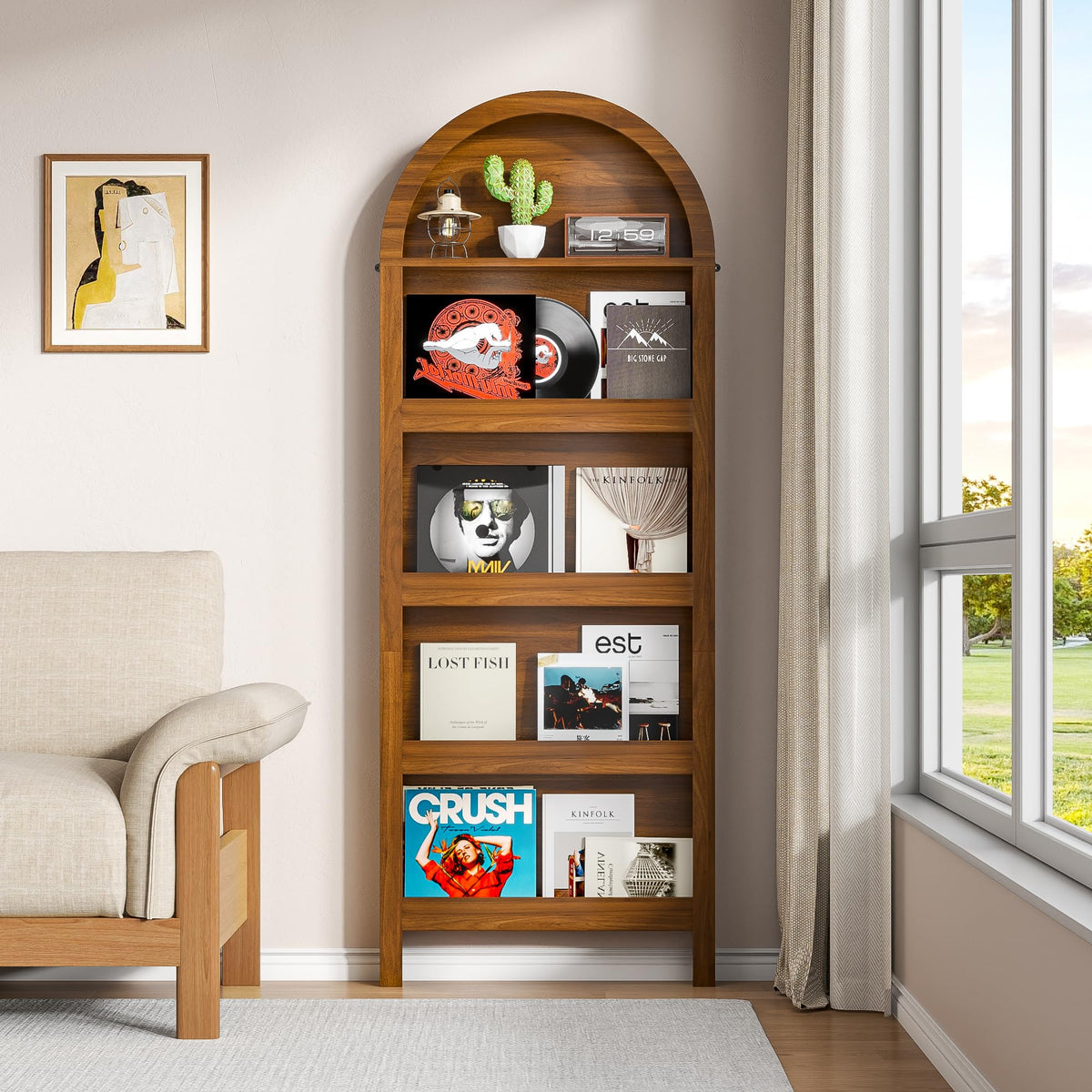 Narrow Arched 5-Tier Bookcase