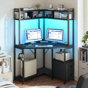 DurayLoly 63"Triangular Corner Desk with Hutch,Ample Storage for Small Room