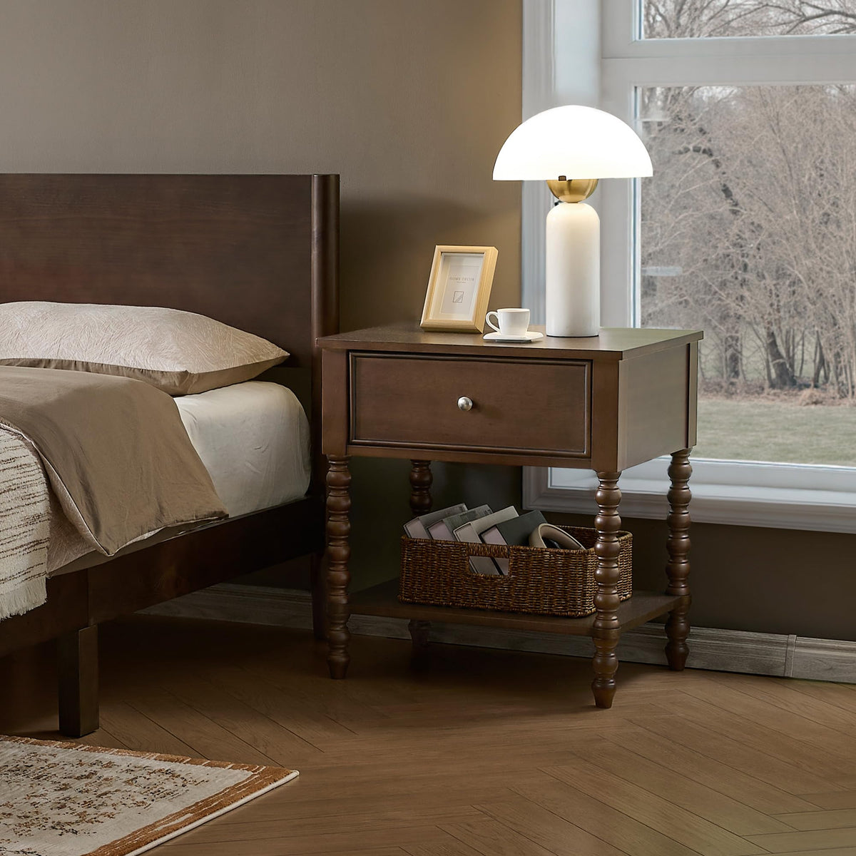 Solid Wood Spindle Nightstands, Set of 2