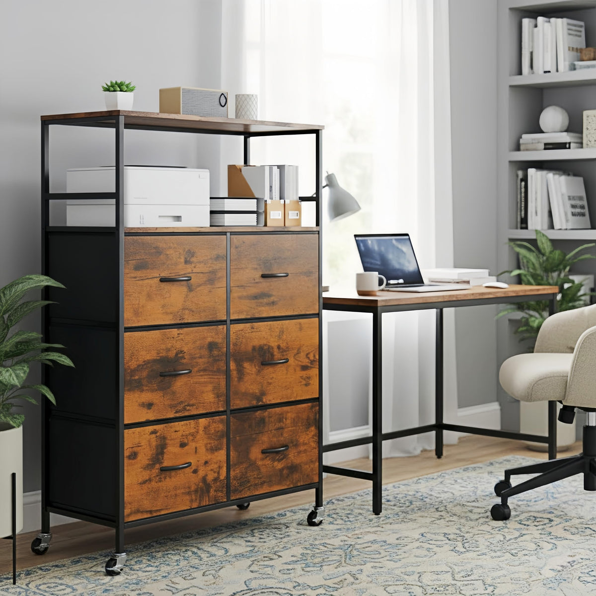 6-Drawer Rolling File Cabinet
