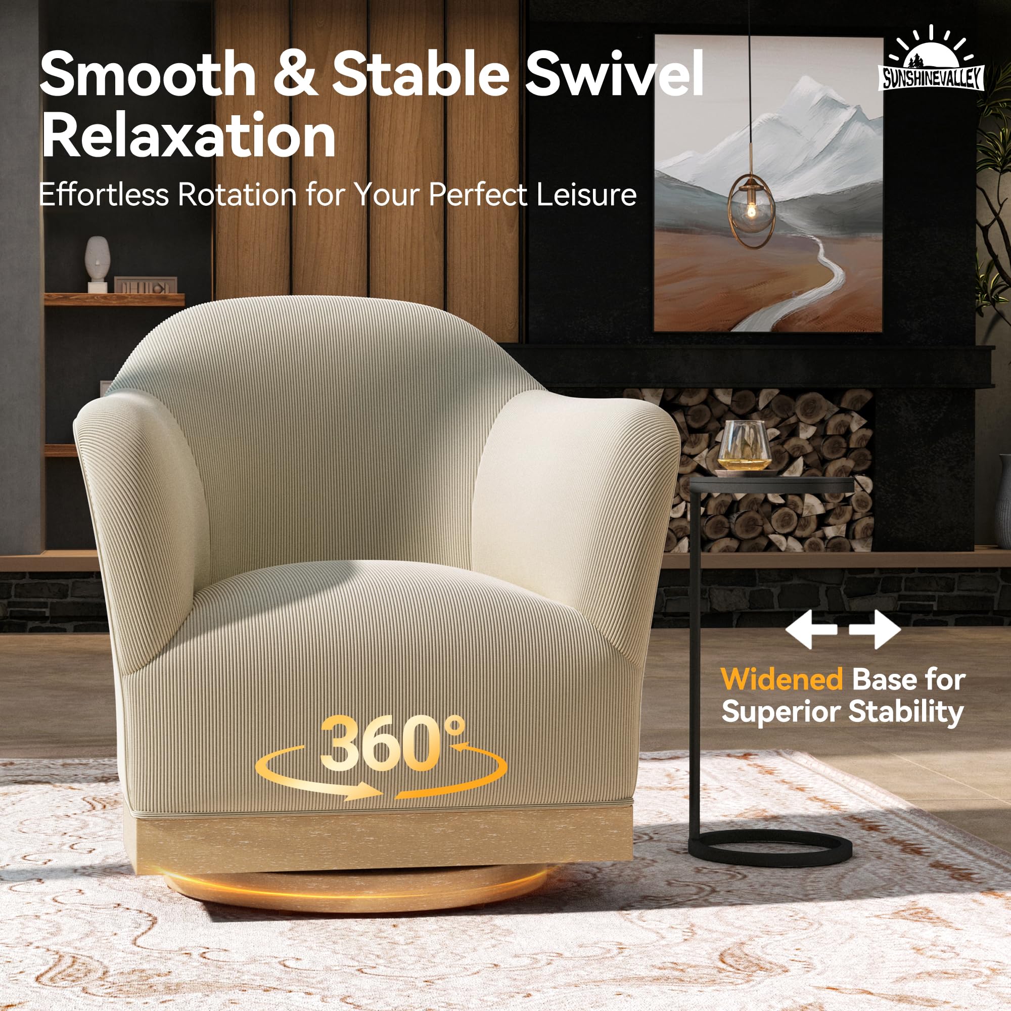 High-Back Barrel Swivel Accent Chair
