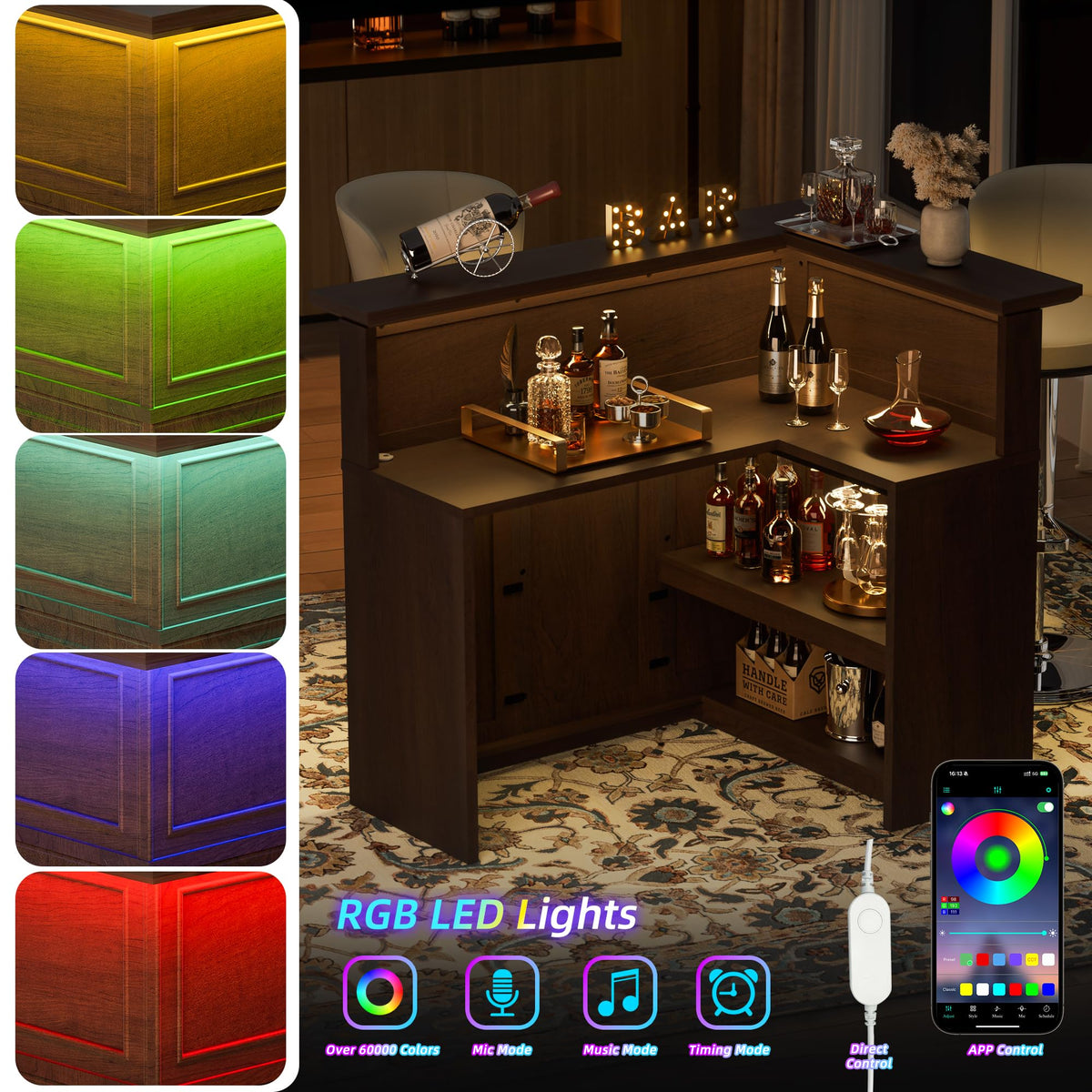 L-Shaped Corner Bar Cabinet