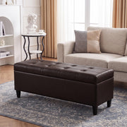 Faux Leather Storage Ottoman Bench