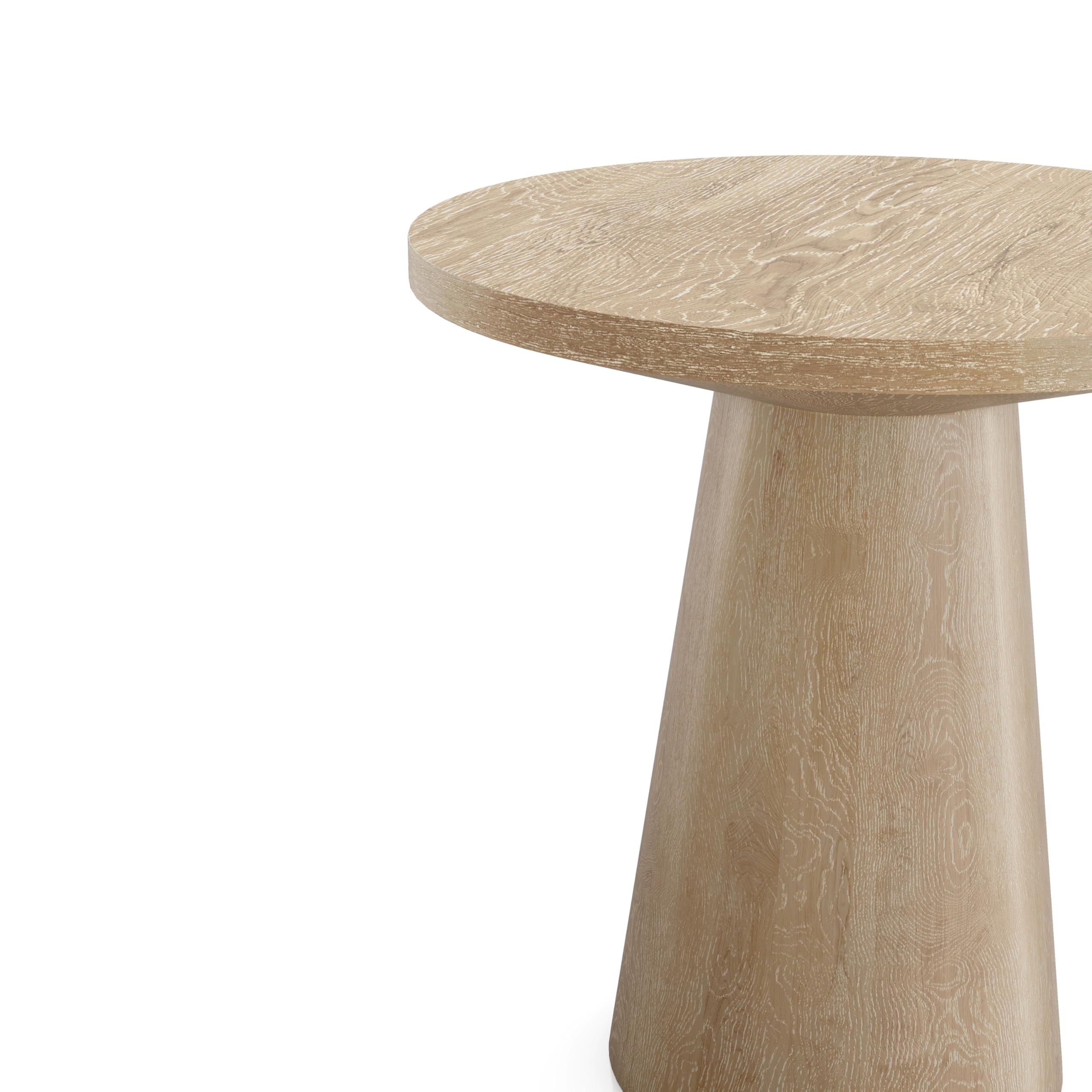 Furniture of America Crambel Modern Solid Wood 2-Piece Brown 29-inch Round End Table Set with Cone-Shaped Pedestal Base for Small Space, Living Room, Home Office, Oak