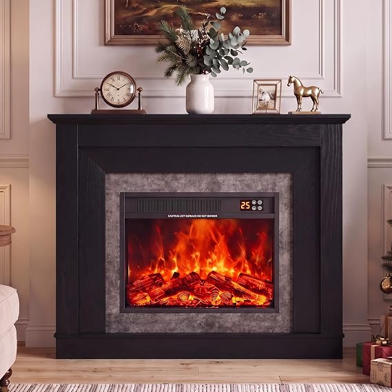 White Electric Fireplace with Mantel