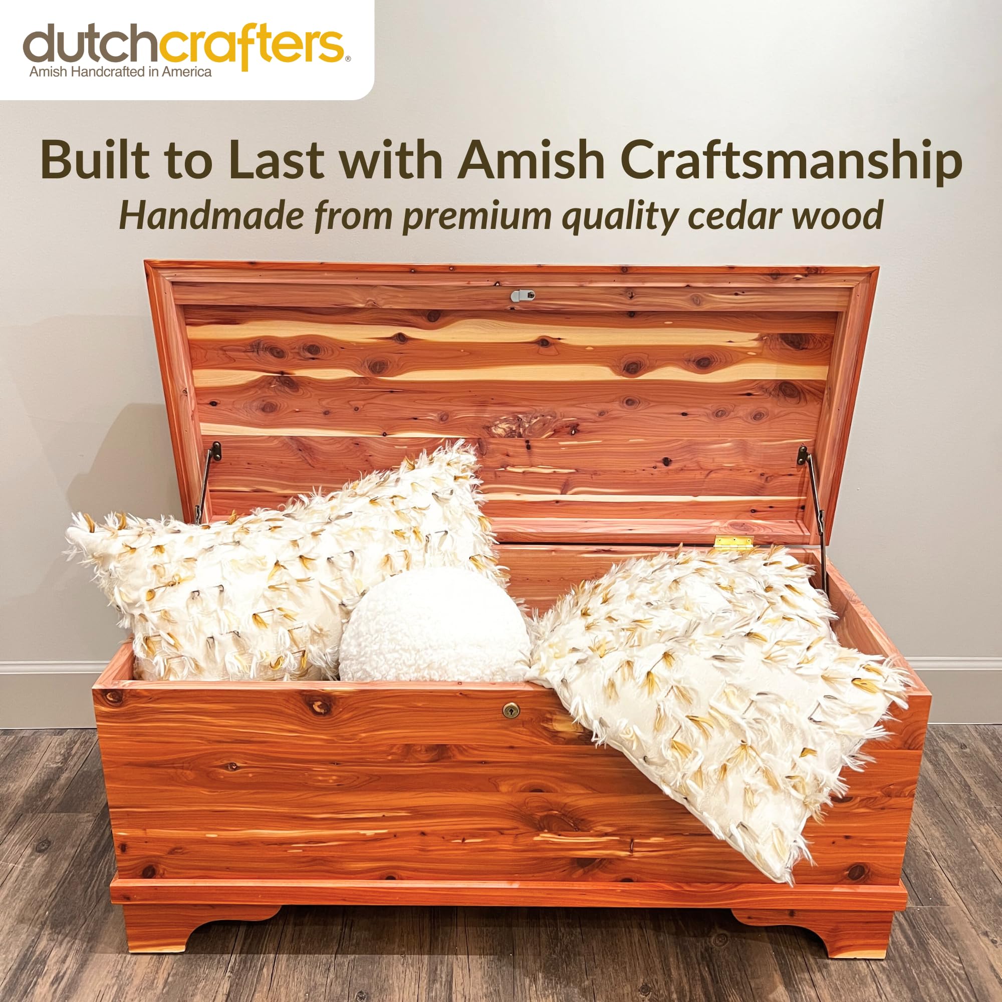 Solid Cedar Hope Chest with Lock & Waterfall Edge
