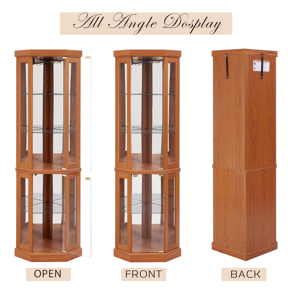 Eyisean 70" Lighted Display Cabinet,Corner Curio Cabinet with Glass Doors