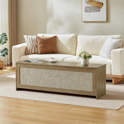 ZenFang 55.1" Storage Chest Extra Large,Rattan Storage Bench(Cherry Brown)
