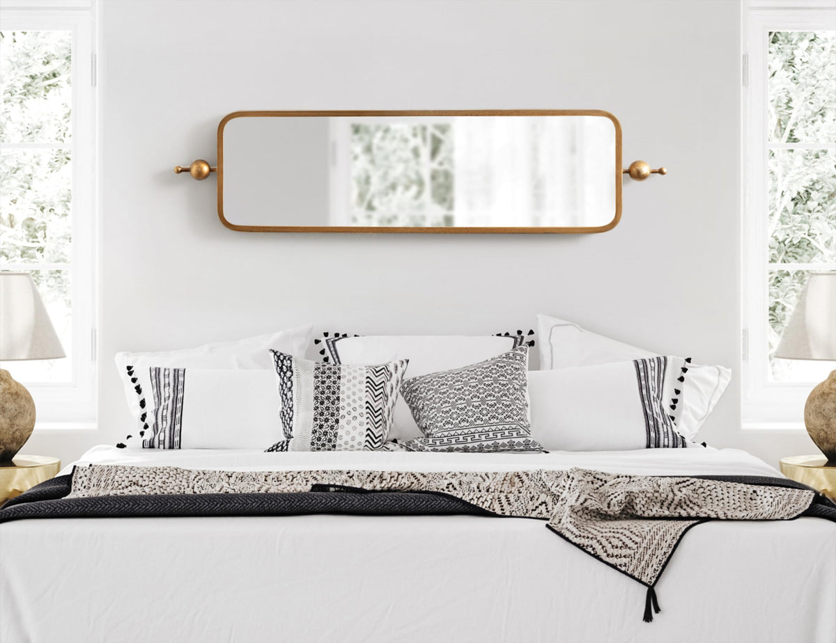 Antique Gold Slim Panel Wall Mirror