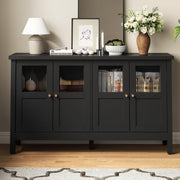 RoyalCraft Buffet Cabinet with Storage, Modern Sideboard with 4 Acrylic Doors & Adjustable Shelves, Wood Credenza Accent Coffee Bar Table for Kitchen, Dining Room, Living Room, Entryway, Black