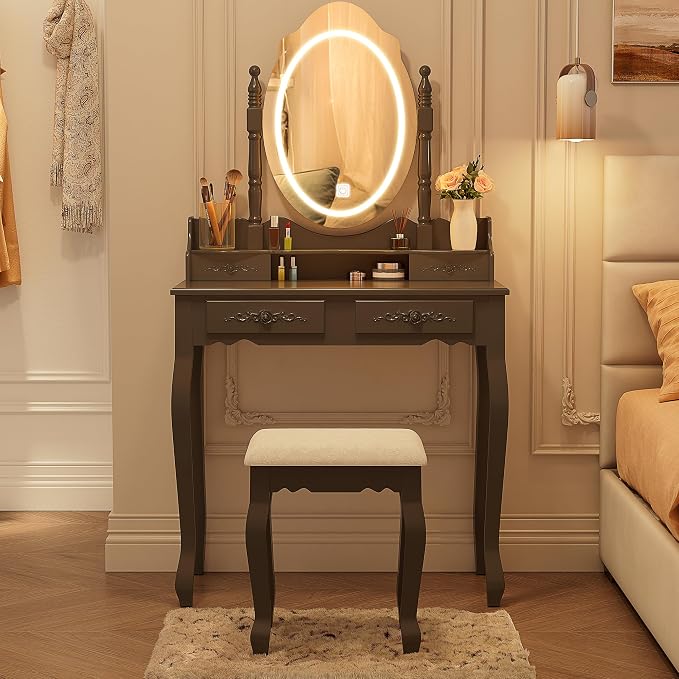 LED Mirror Vanity Desk Set