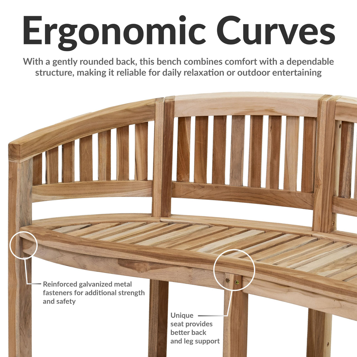 Curved Teak Outdoor Bench