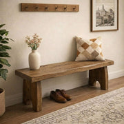 Wnanch Entryway Bench, 24" to 59" Solid Wood Bench, Wooden Shoe Bench for Entryway, Farmhouse End of Bed Bench for Bedroom, Dining Room, Kitchen, Window Seat, Outdoor Garden Bench Seat