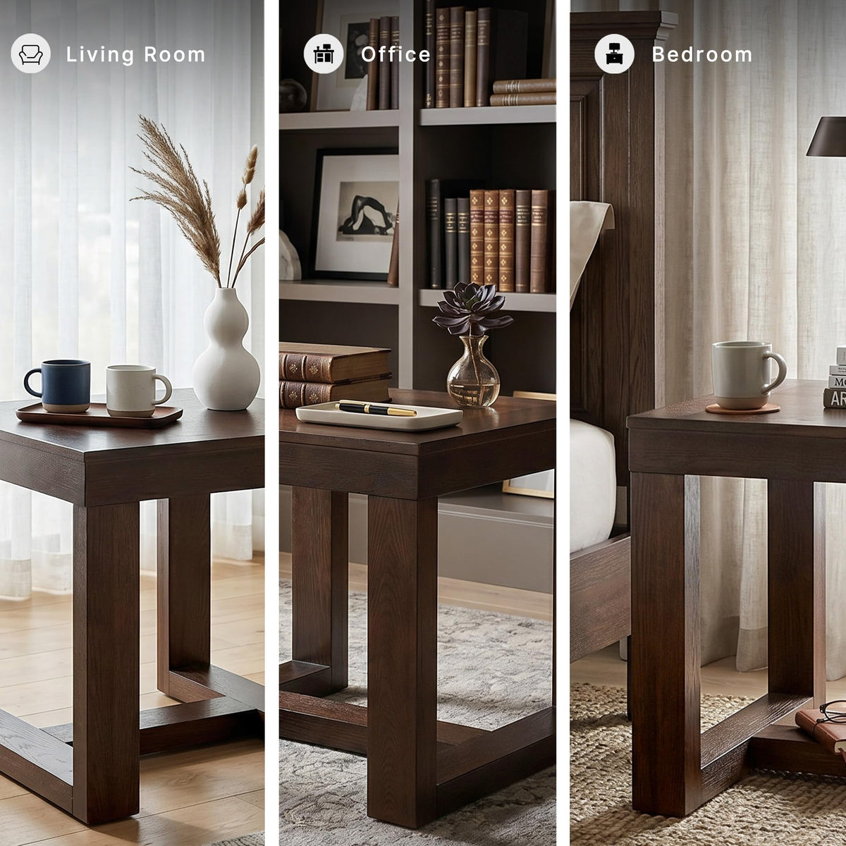 Signature Design by Ashley End Table, Oversized Square, Dark Brown