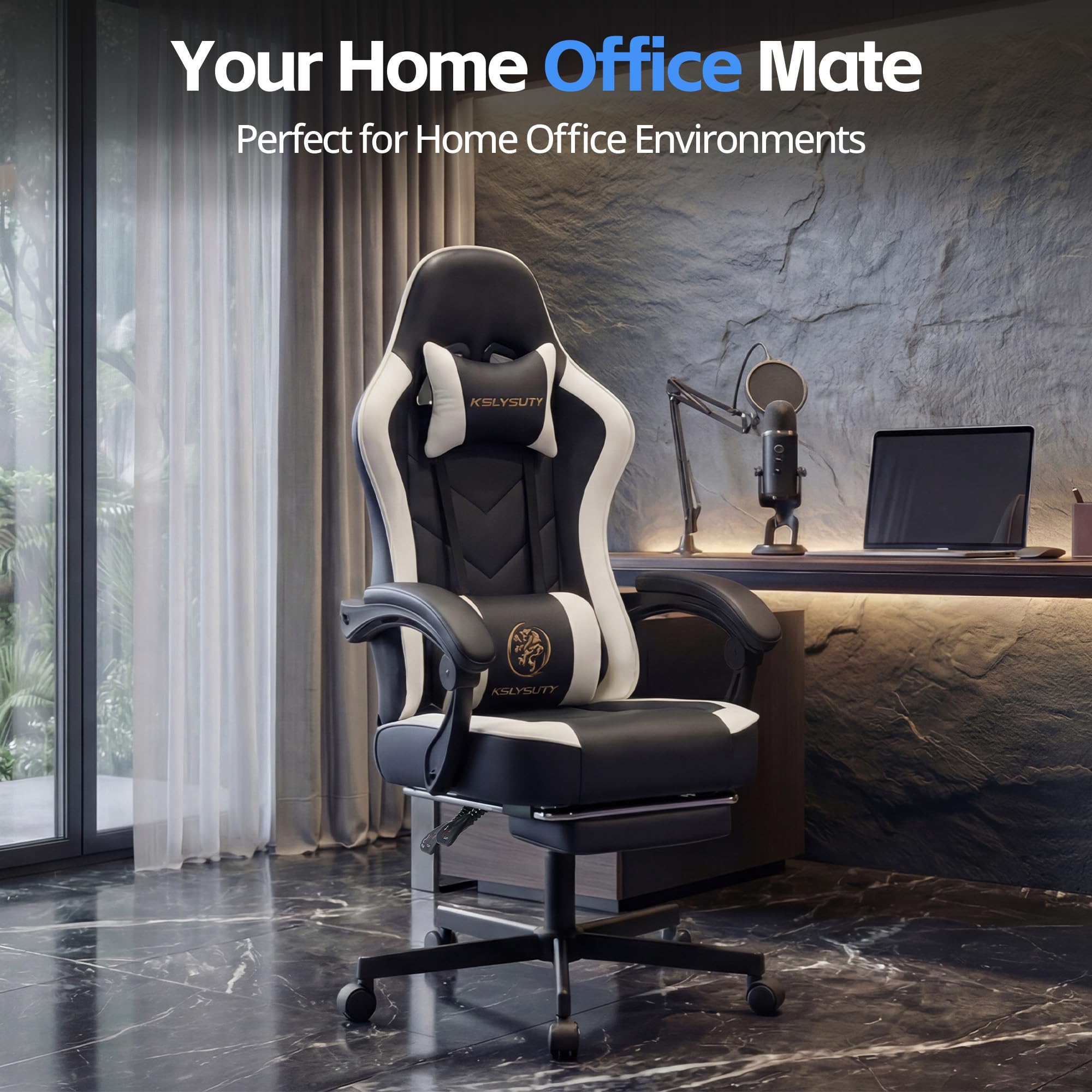 Ergonomic Gaming Chair with Footrest & Lumbar Support