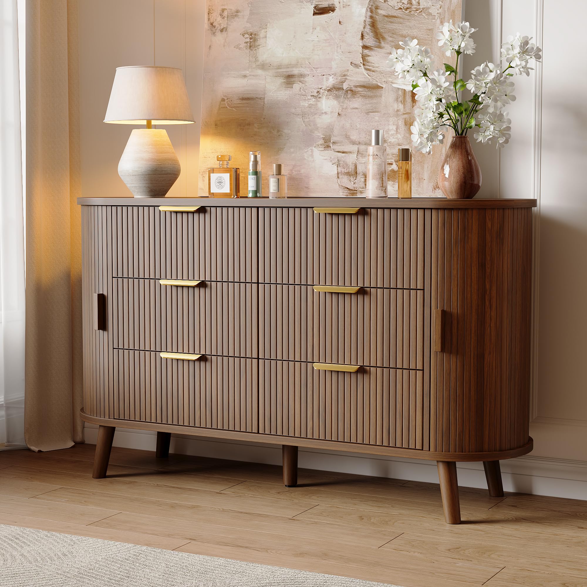 6-Drawer Dresser with Sliding Doors