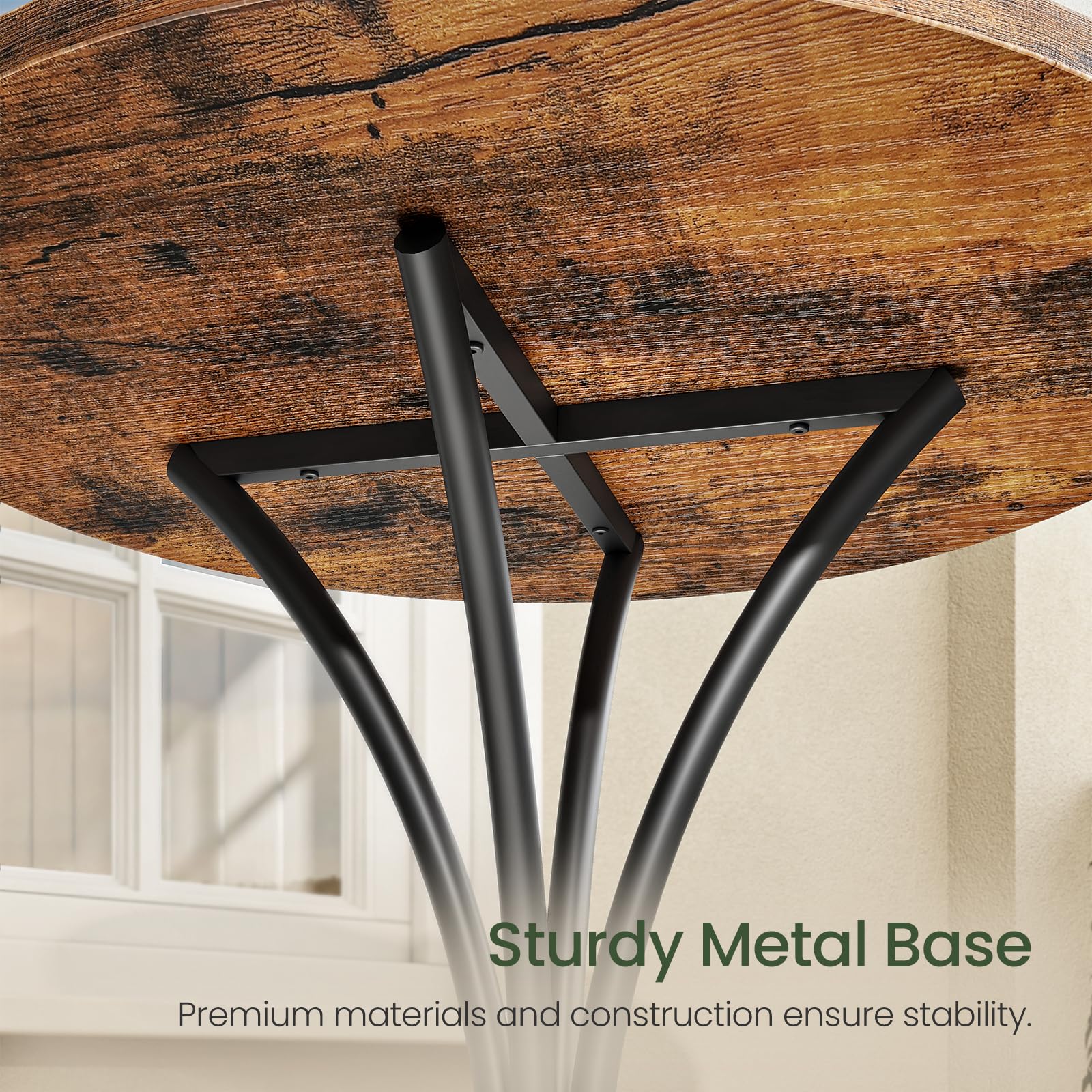 CHOEZON Bar Table, Round High Top Table, Home Counter Height Table, for Kitchen, Pub, Bistro, Living Room, Meeting Room, Rustic Brown and Black TBT06BF