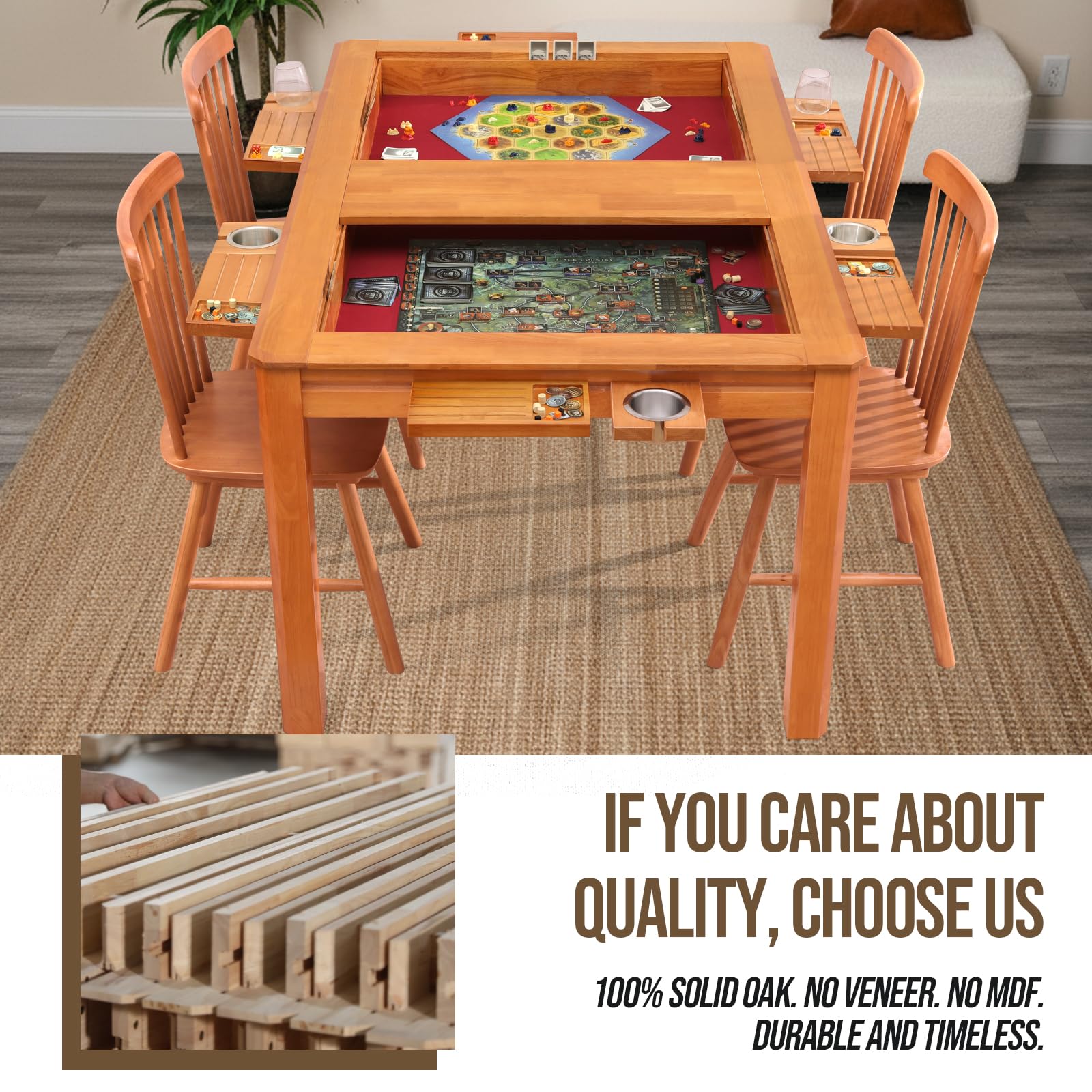 Solid Wood Board Game & Dining Table