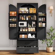 Tall Kitchen Pantry Storage Cabinet with Drawers & Door Shelves